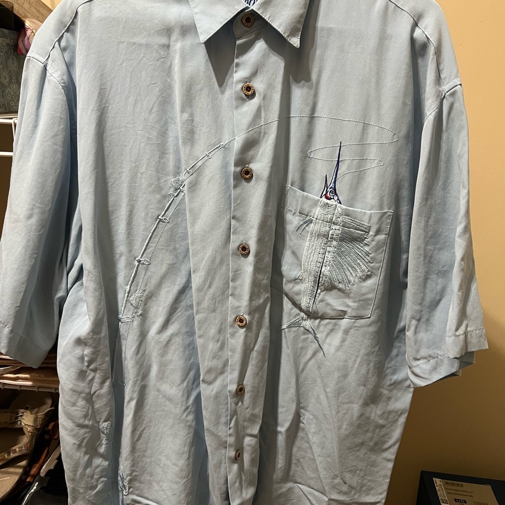 BAMBOO Cay Light Blue Embroidered Shirt